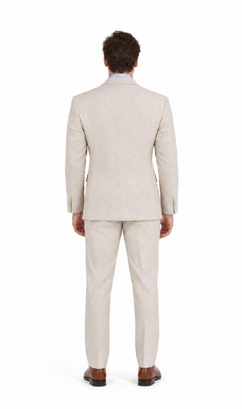 Men's 2PC Summer Seersucker Modern Fit Tan Pinstripe Suit