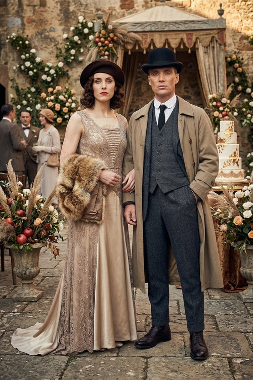 Mens Beige Vintage Style Trenchcoat Overcoat + Suit + Hat β Classic Long Trench Coat Inspired by Peaky Blinders Formal 1920s Package