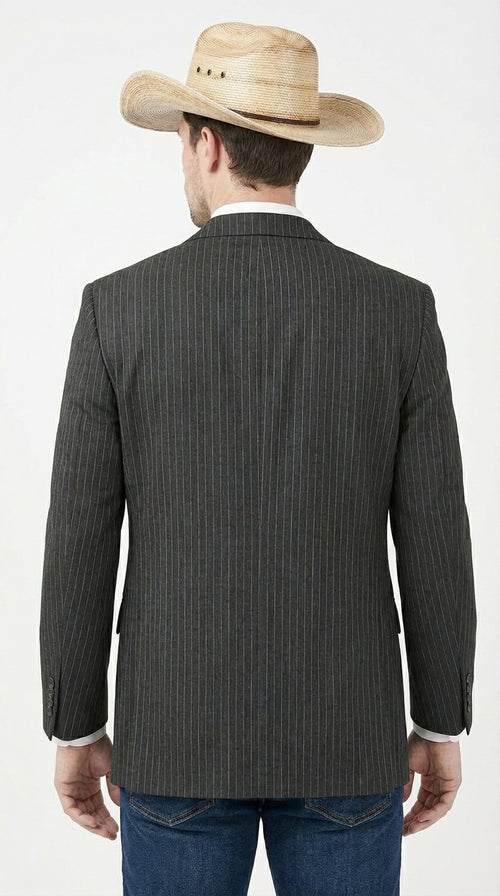 Mens Black Pinstripe Western Blazer β Classic Cowboy Style Jacket for Business, Formal and Smart Casual Wear