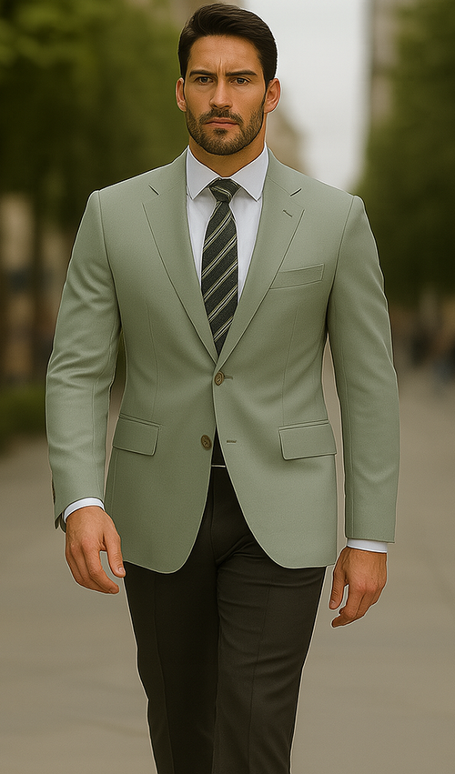 Mens Blazer Classic Fit Sport Coat Two Buttons Lightweight Suit Jacket Iceberg Green USA Men's Outlet