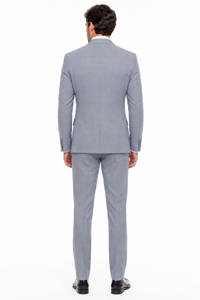 Men’s Blue Plaid 3-Piece Tailored Fit Suit with Vest
