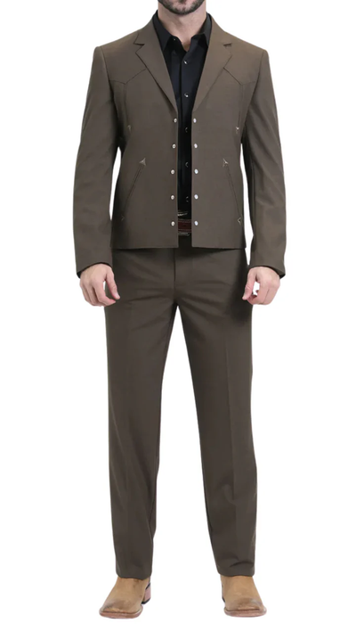 Men’s Brown Western Suit Set – Classic 2 Piece Formal Suit for Weddings and Business