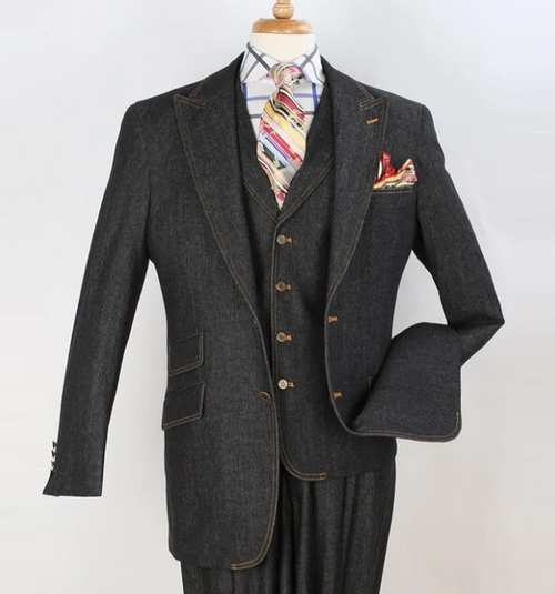 Mens Denim Cotton Blazer with Black β Smart Casual Jacket Outfit
