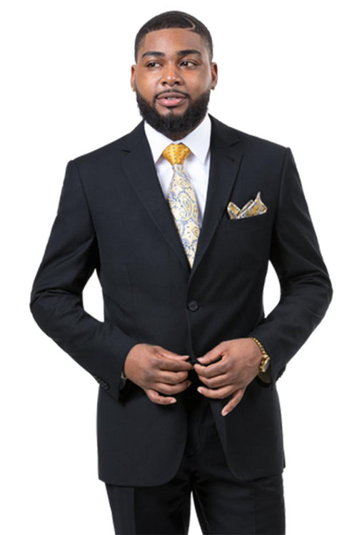 "Mens EJ Samuel Two-Btn Slim Fit Business Suit β Impeccable Black" - USA Men's Outlet