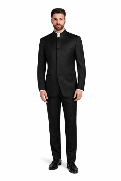 Men’s Mandarin Banded Tuxedo in Classic Black