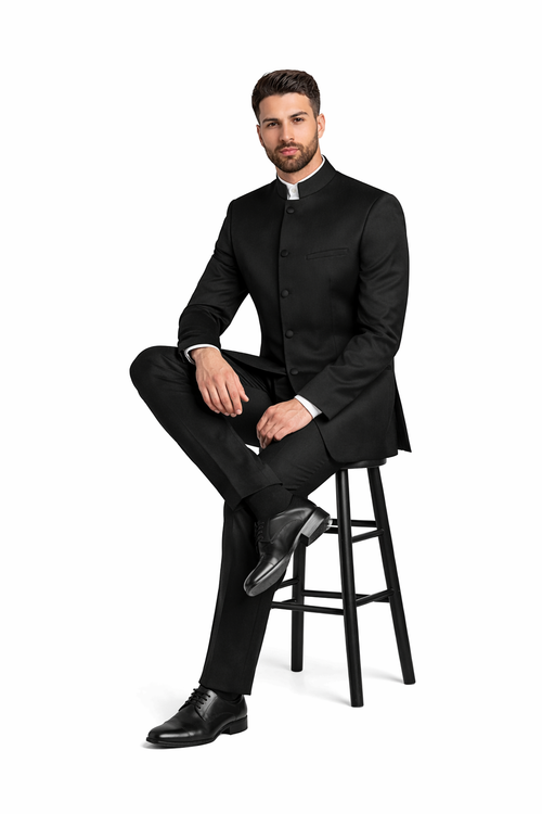 Men’s Mandarin Banded Tuxedo in Classic Black