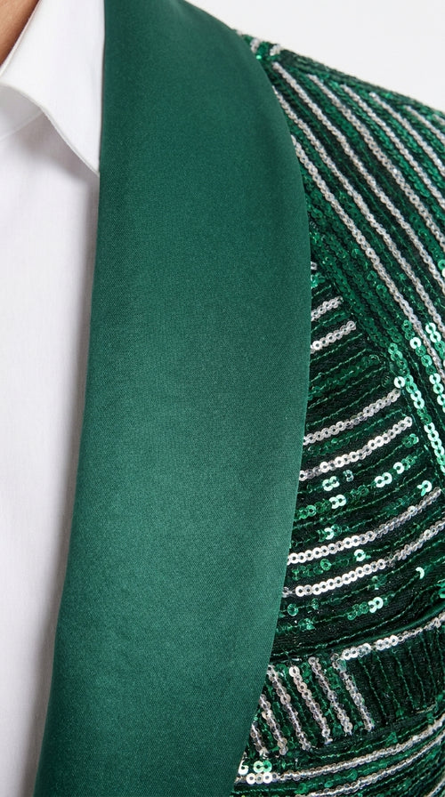 Mens Green Sequin Christmas Holiday Blazer β Luxury Party Jacket for New Year, Wedding and Festive Events New Year Jacket