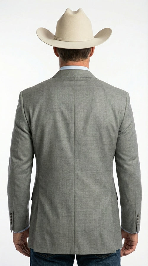 Mens Grey Western Three Button Blazer β Classic Cowboy Style Formal Jacket Business Casual Sport Coat