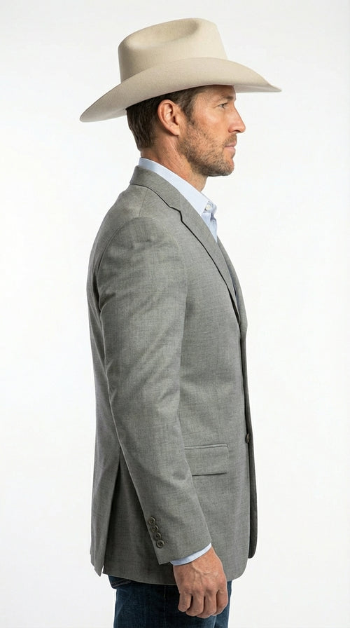 Mens Grey Western Three Button Blazer β Classic Cowboy Style Formal Jacket Business Casual Sport Coat