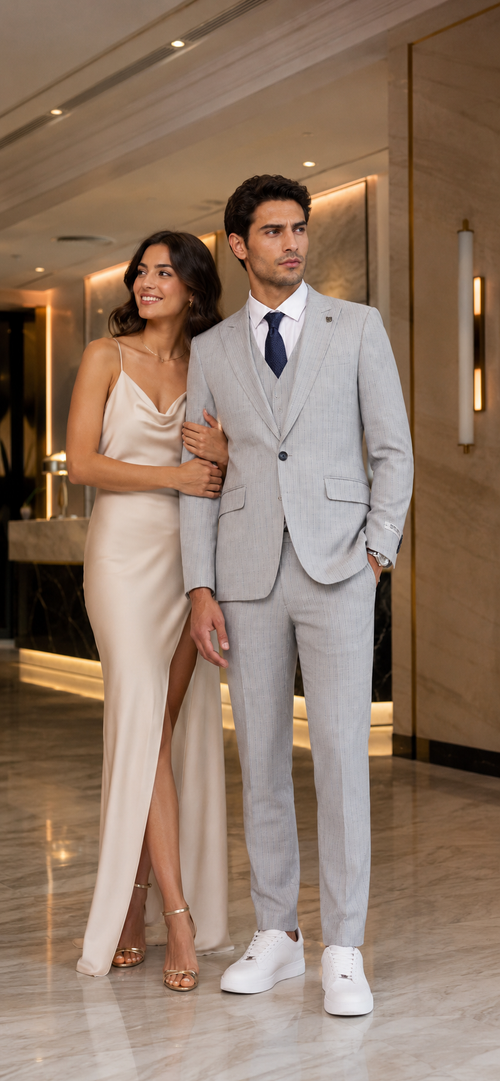 Mens Light Gray and Black Pinstripe 3 Piece Suit β Peaky Blinders Inspired Vintage Gangster 1920s Suit