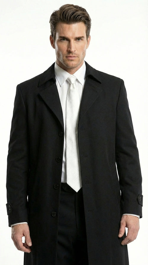 Men's Maxi Black Full Length Zoot Suit – Vintage Gangster Style Long Coat Formal Suit