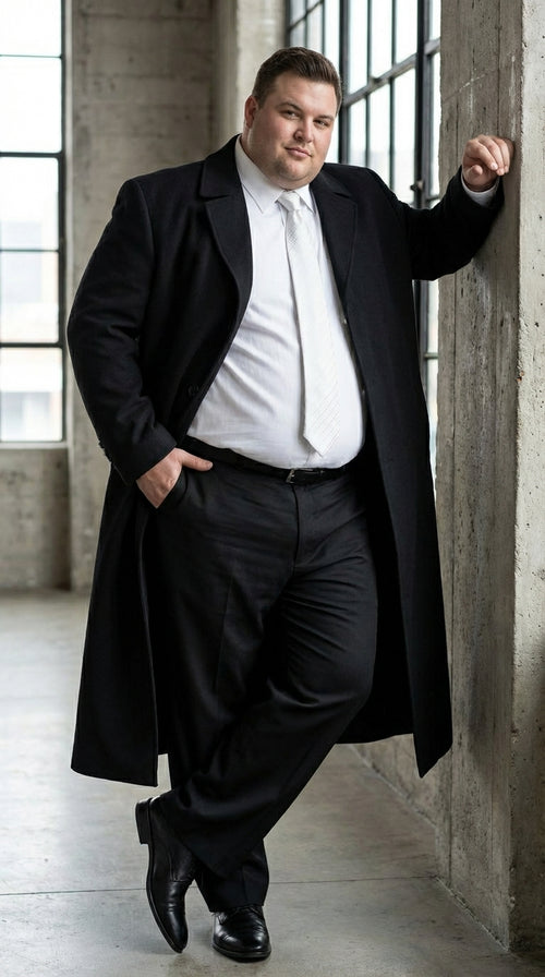 Men's Maxi Black Full Length Zoot Suit – Vintage Gangster Style Long Coat Formal Suit