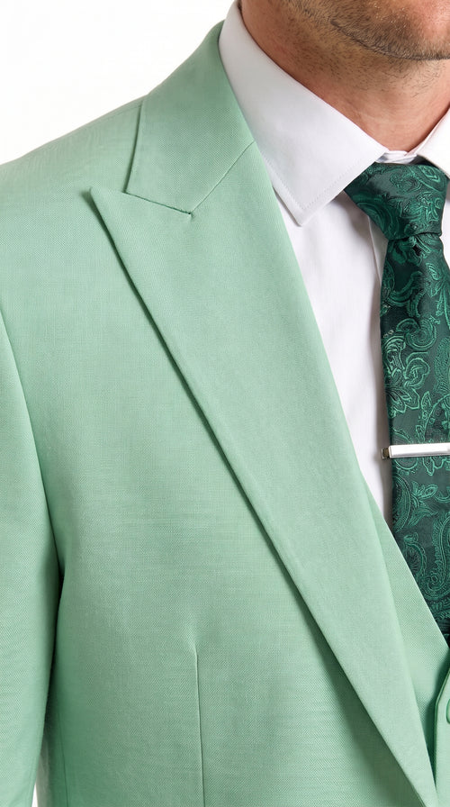 Mens Mint Green 3-Piece Suit β Slim Fit Wedding, Prom & Formal Suit with Matching Vest By Derman