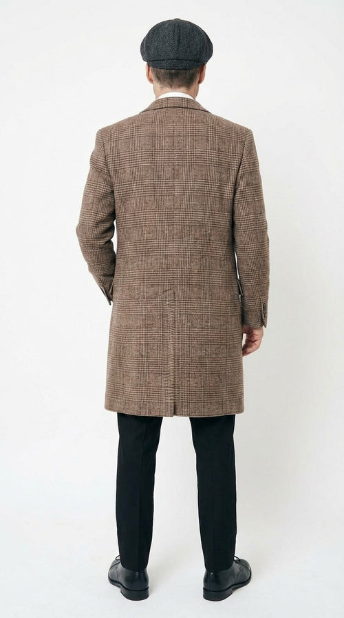 Mens Peaky Blinders Gray Plaid Double Breasted Overcoat + Suit Peaky Blinders Vintage Wool Blend Coat 1920's