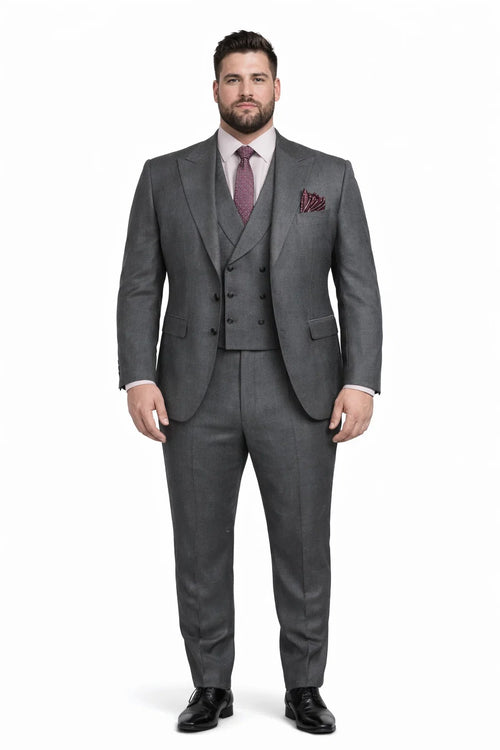 Men's Summer Suit with Double Breasted Charcoal Grey Vest