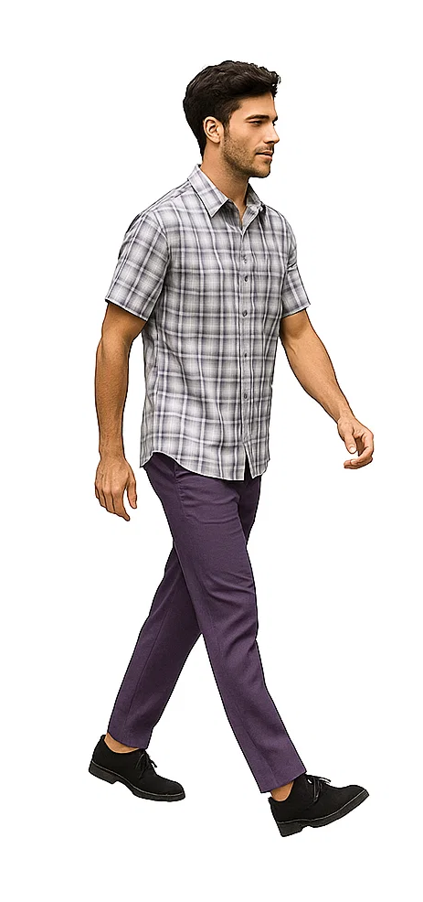 Mens Textured Plaid Walking Suit in Lavender/Off White by Dreams by Zacchi – 2 Piece Leisure Outfit with Matching Shirt and pant -$99