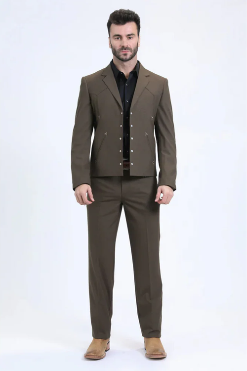 Men's Western Sport Suit - Brown by USA Men's Outlet