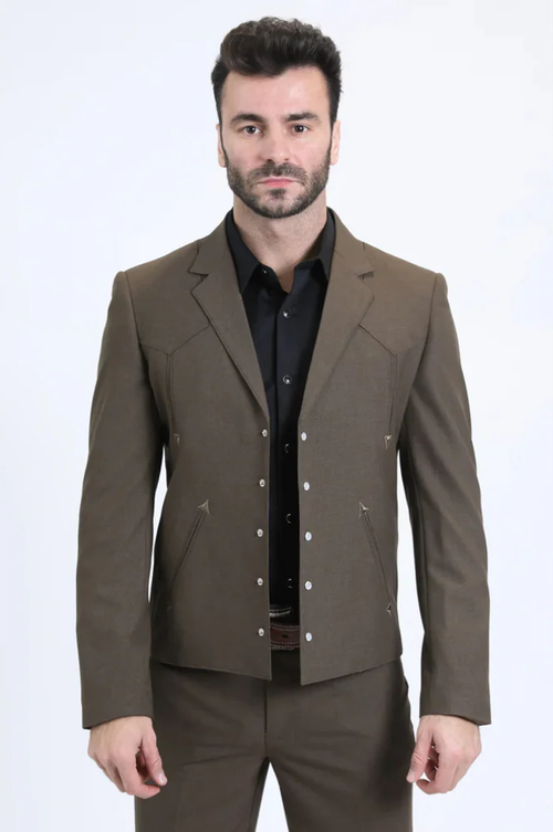Men's Western Sport Suit - Brown by USA Men's Outlet