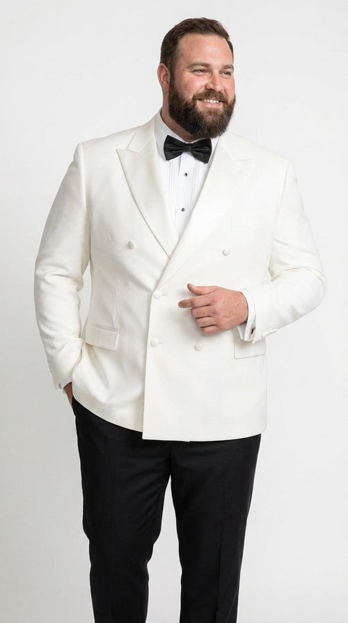Men's White Double Breasted Dinner Jacket β Peak Lapel Tuxedo Blazer for Weddings, Black Tie & Formal Events