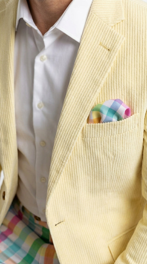Mens Yellow Seersucker Blazer β Lightweight Summer Sport Coat Formal Casual Wedding Party Jacket