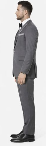 Mid Grey Textured Tuxedo Three Piece Set with Satin Trim - Wedding - Prom