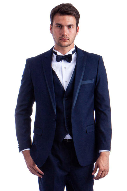 Milano
Men's Navy Blue One-Button Tuxedo w/ Satin Trim by Azzuro Milano - USA Men's Outlet