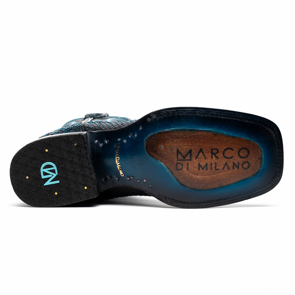 Marco Di Milano Missouri Black / Blue Python Square Toe Cowboy Boots