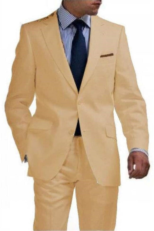 Mens Big and Tall Linen Suits - Sand Linen Summer Fabric Suit