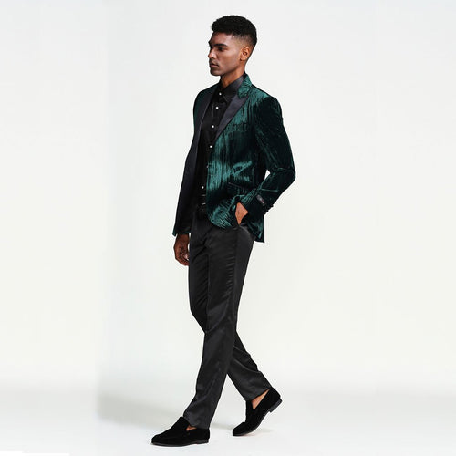 Hunter Green Pattern Tuxedo Jacket with Peak Lapel – Wedding & Prom