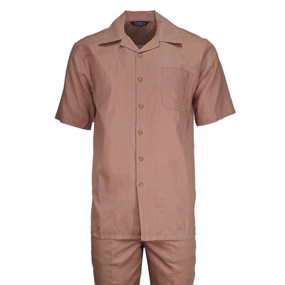 Mens Mocha Linen Shirt and Pants Casual Outfit Set