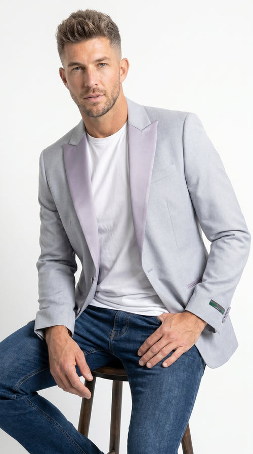 Men’s Zegarie Light Grey Tuxedo Jacket Separate with Satin Peak Lapel, Prom Wedding Dinner Jacket