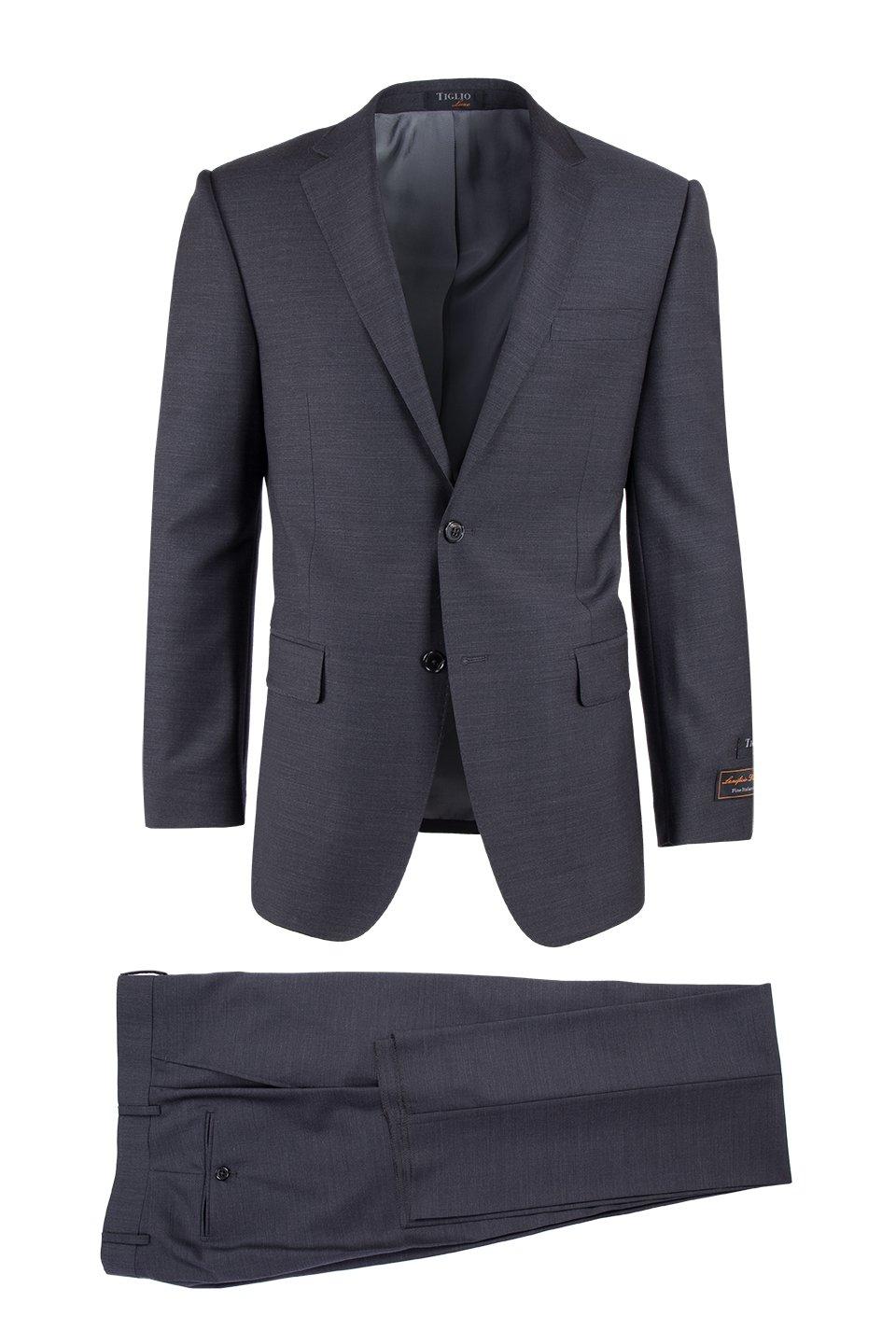 Tiglio Italian Suit - Real Wool Fabric Super 150's Novello Charcoal Gray, Modern Fit Suit in Color Charcoal Gray – SuitUSA