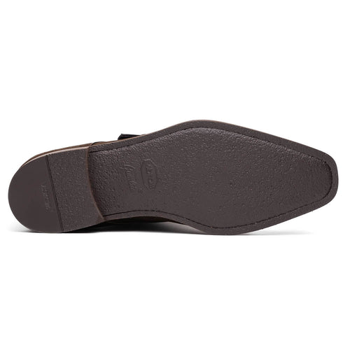 Zelli Hebilla Italian Suede Monk Strap Dress Shoe in Dark Brown