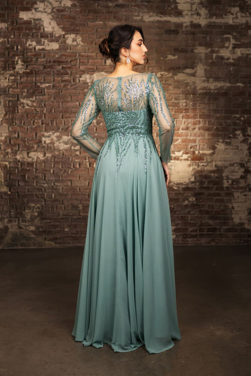Mother Of The Bride Dress Long Sleeve A-Line Gown By May Queen MQ2161