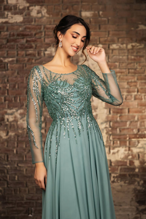 Mother Of The Bride Dress Long Sleeve A-Line Gown By May Queen MQ2161