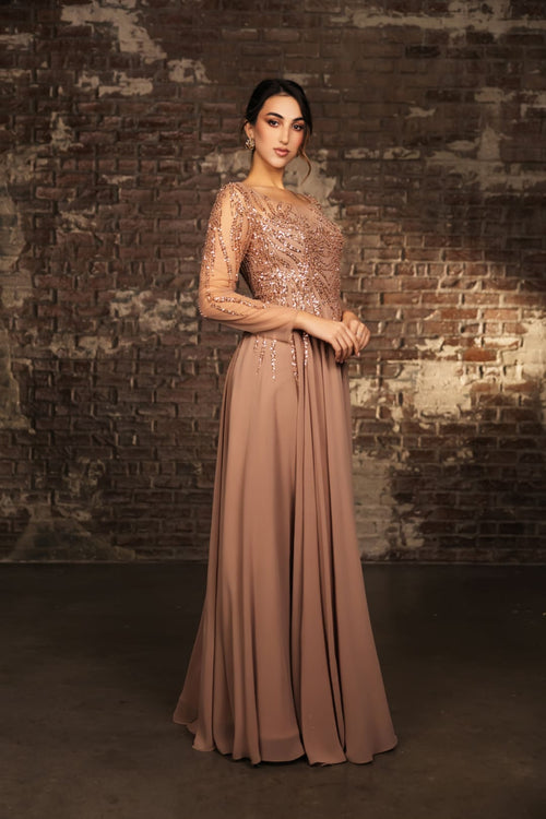 Mother Of The Bride Dress Long Sleeve A-Line Gown By May Queen MQ2161