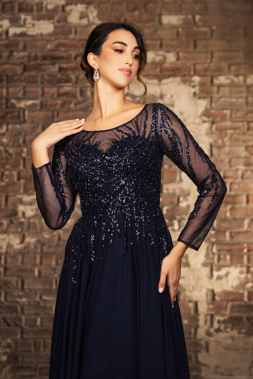 Mother Of The Bride Dress Long Sleeve A-Line Gown By May Queen MQ2161