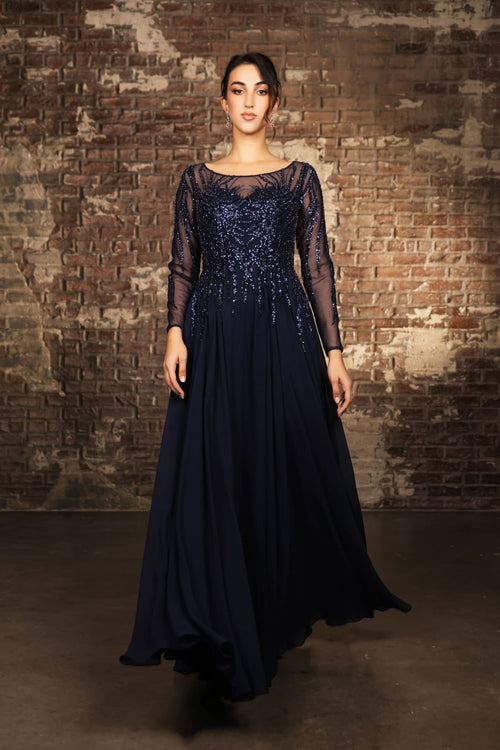 Mother Of The Bride Dress Long Sleeve A-Line Gown By May Queen MQ2161