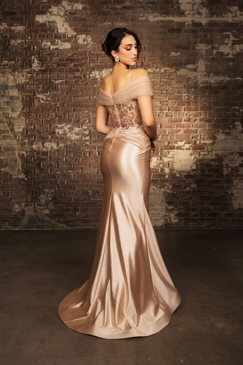 Mother Of The Bride Dress Off The Shoulder Sequin Gown By May Queen MQ2151-New Collection