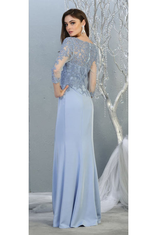 3/4 Sleeve Mother Of The Bride Dress Modest Formal Evening Gown