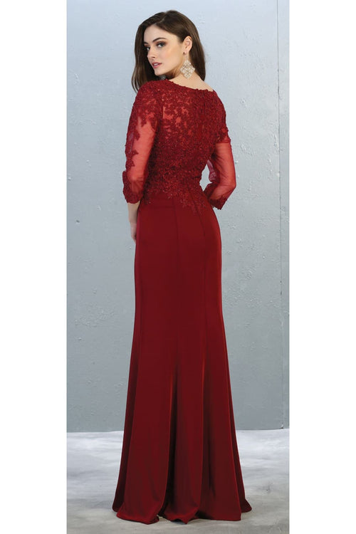 3/4 Sleeve Mother Of The Bride Dress Modest Formal Evening Gown