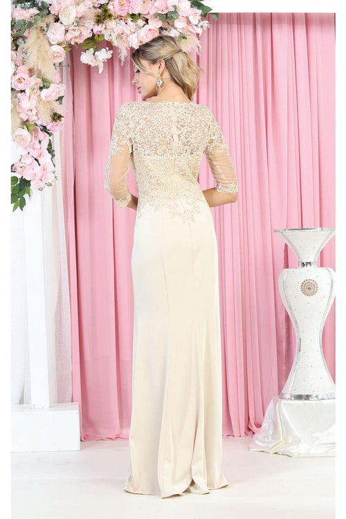 3/4 Sleeve Mother Of The Bride Dress Modest Formal Evening Gown