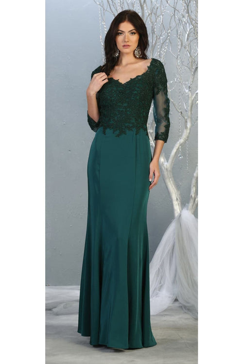 3/4 Sleeve Mother Of The Bride Dress Modest Formal Evening Gown