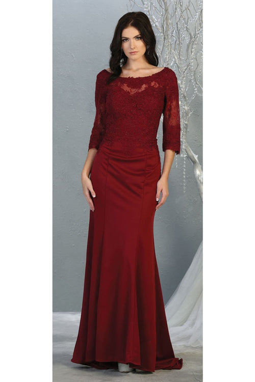 3/4 Sleeve Mother Of The Bride Dress Long Mermaid Gala Evening Gown