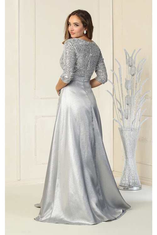 Short Sleeve Mother of the Groom Dress with Slit