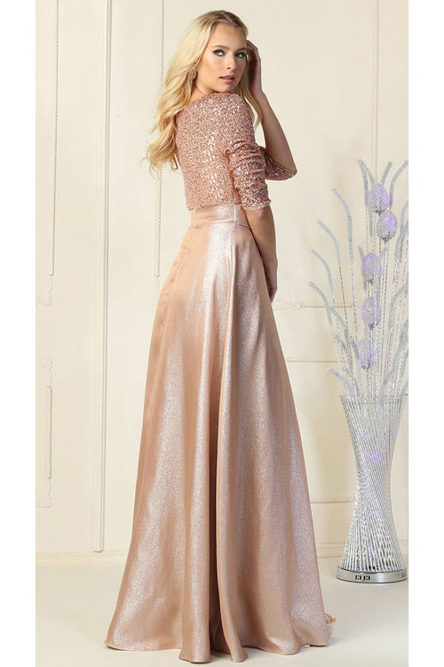Short Sleeve Mother of the Groom Dress with Slit