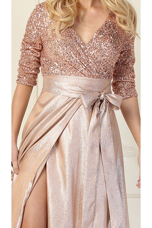 Short Sleeve Mother of the Groom Dress with Slit