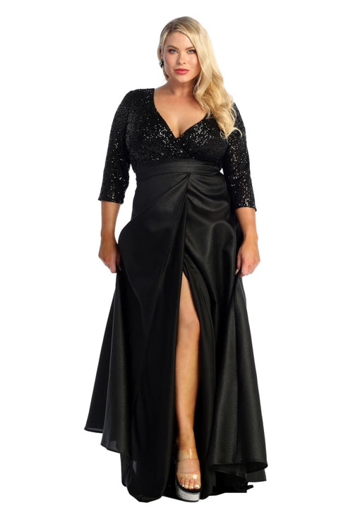 Short Sleeve Mother of the Groom Dress with Slit