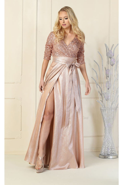 Short Sleeve Mother of the Groom Dress with Slit