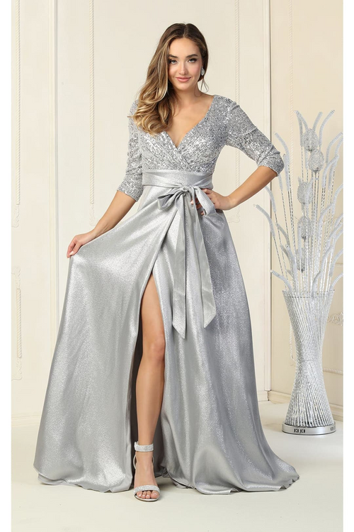 Short Sleeve Mother of the Groom Dress with Slit